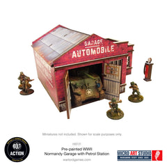 Pre-painted WW2 Normandy Garage with Petrol Station