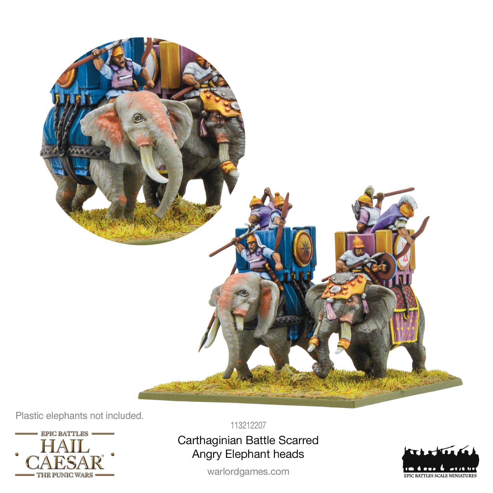 Hail Caesar Epic Battles: Carthaginian Battle Scarred Angry Elephant heads