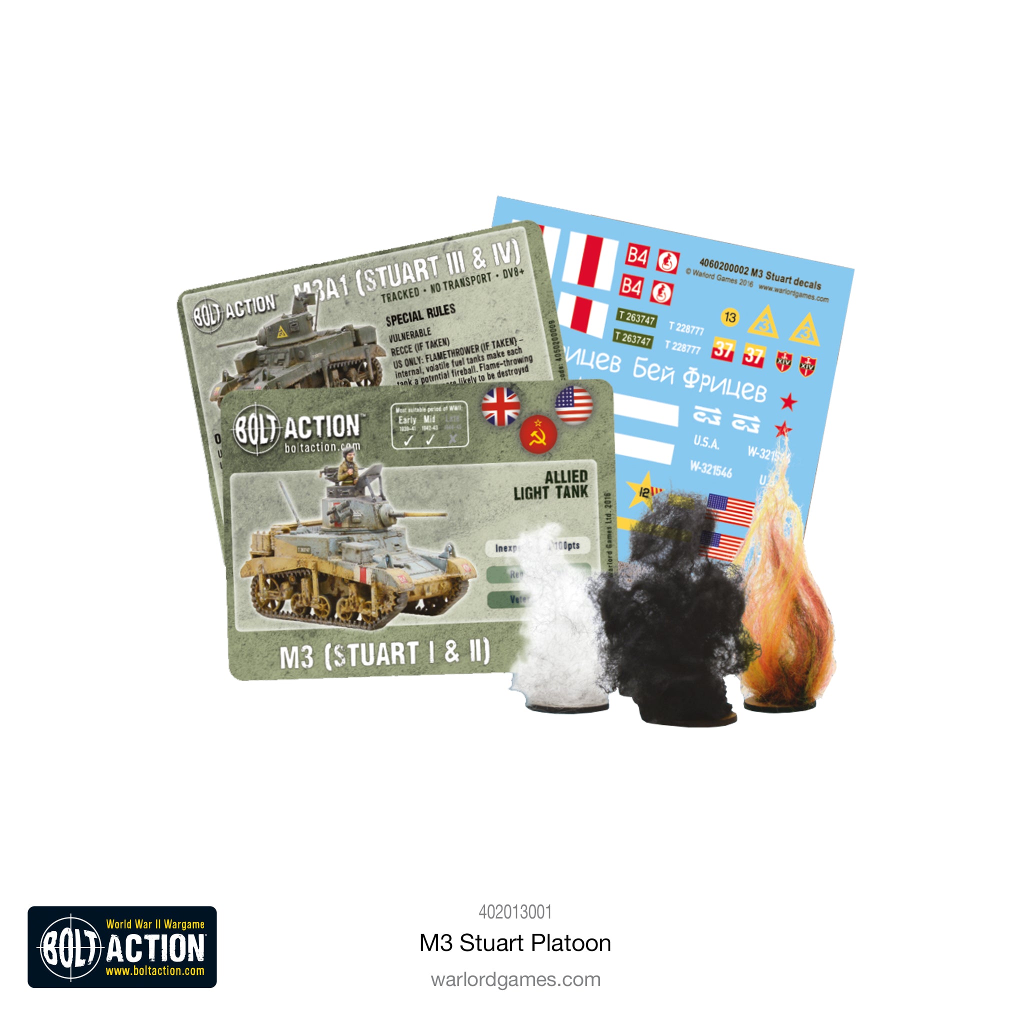 Flames Of War M3 Stuart Tank – Battlefront Single Sprue, New On Sprue, WWII