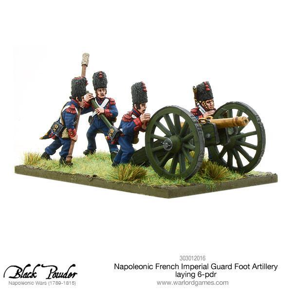 Napoleonic French Imperial Guard Foot Artillery laying 6-pdr