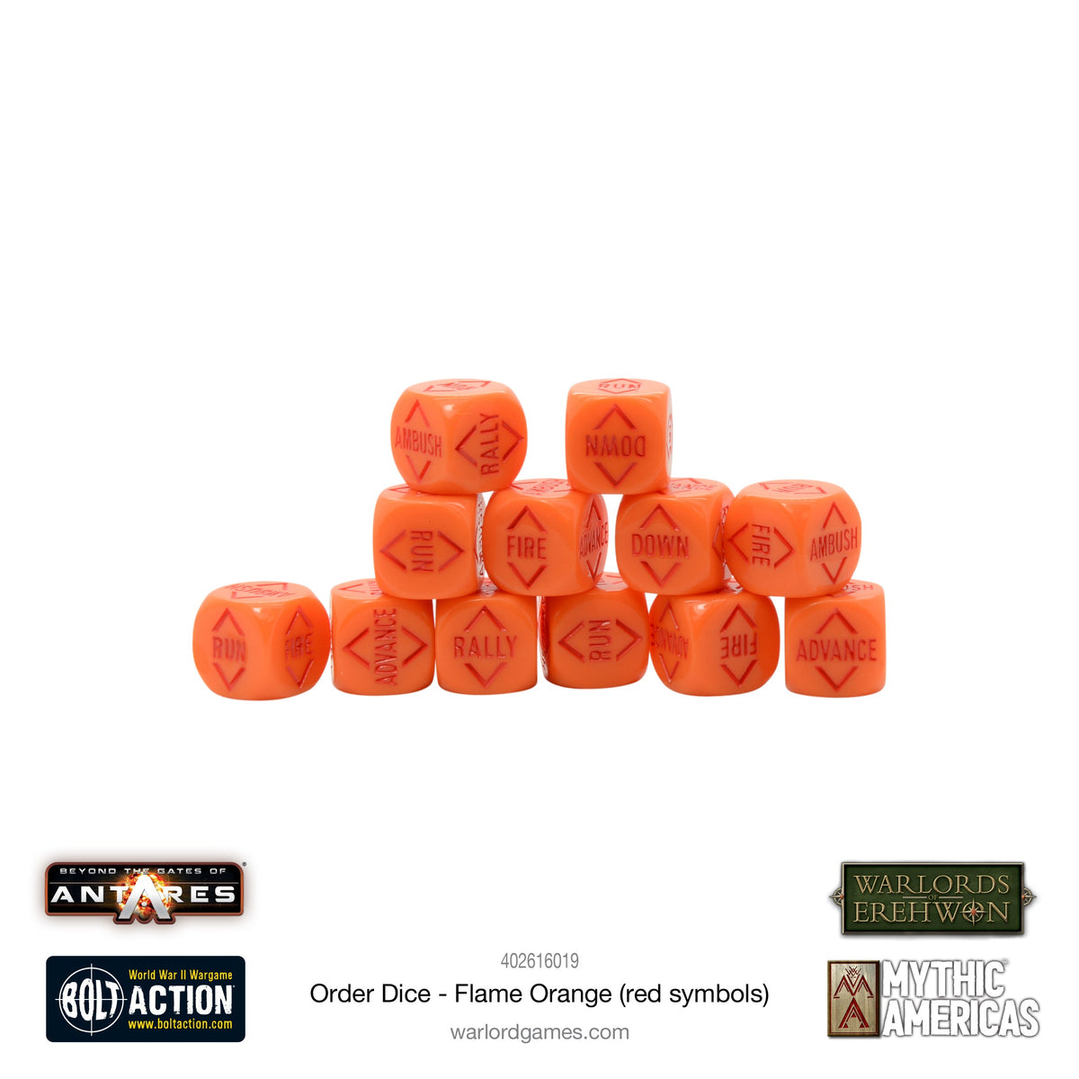 Order Dice - Flame Orange (Red Symbols)