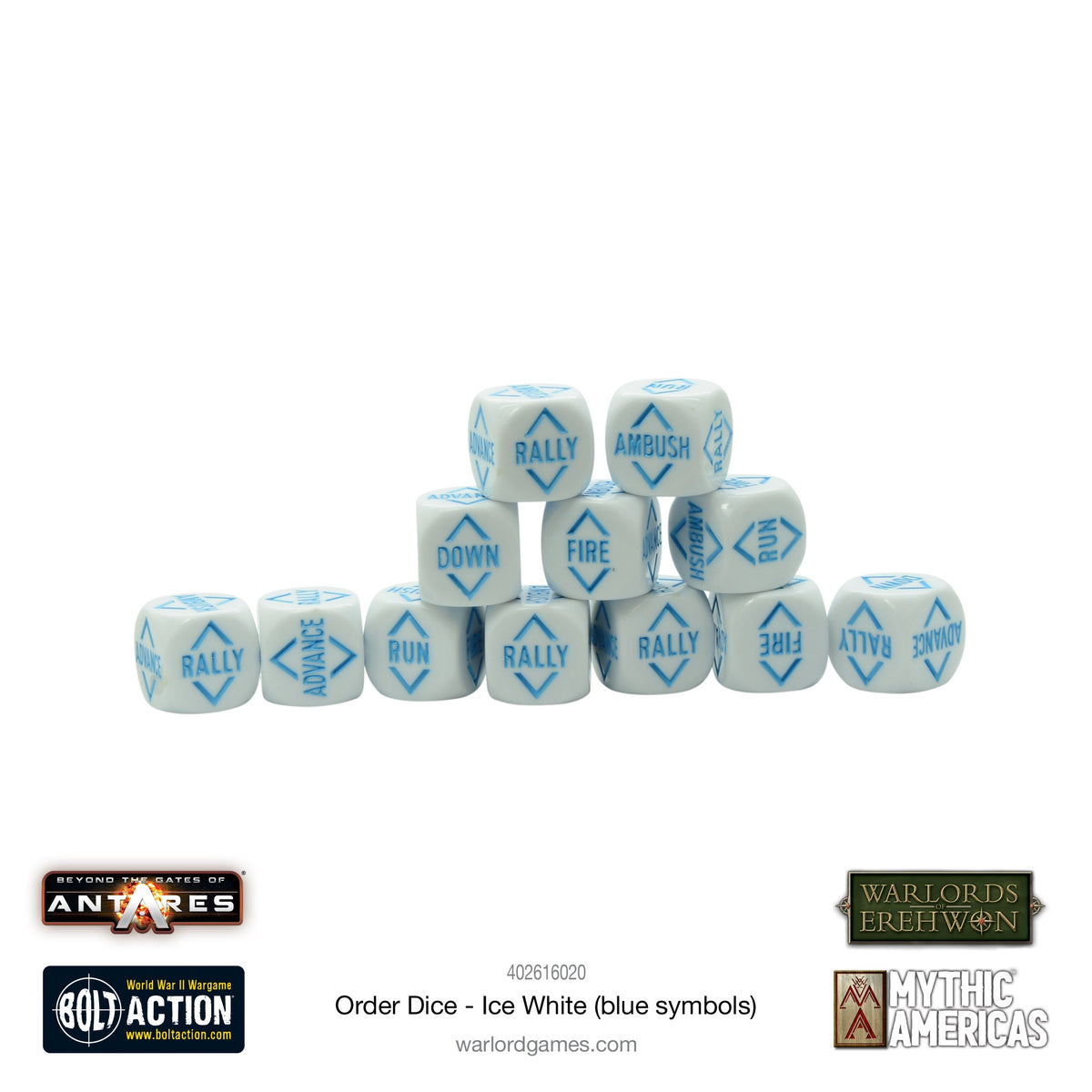 Order Dice - Ice White (Blue Symbols)