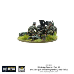 Blitzkrieg German Pak 36 anti-tank gun with stielgranate