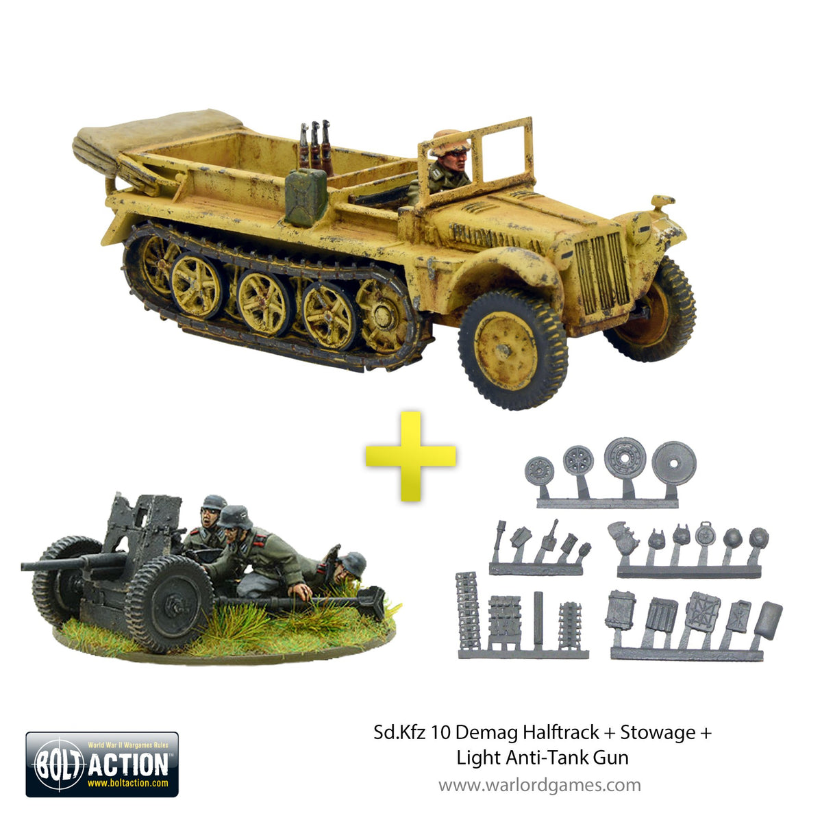 Sd.Kfz 10 Demag Halftrack + Stowage + Light Anti-Tank Gun