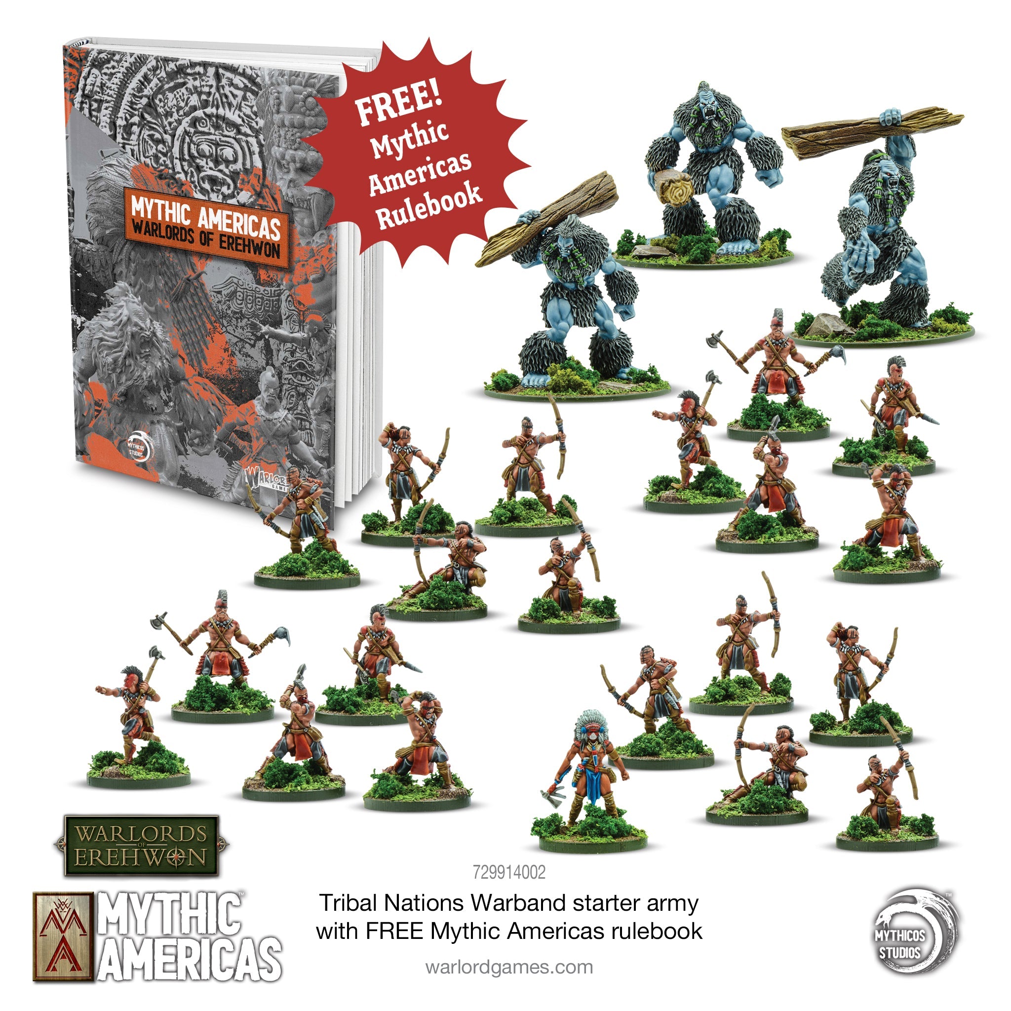 Tribal Nations Warband Starter Army with FREE Mythic Americas Rulebook