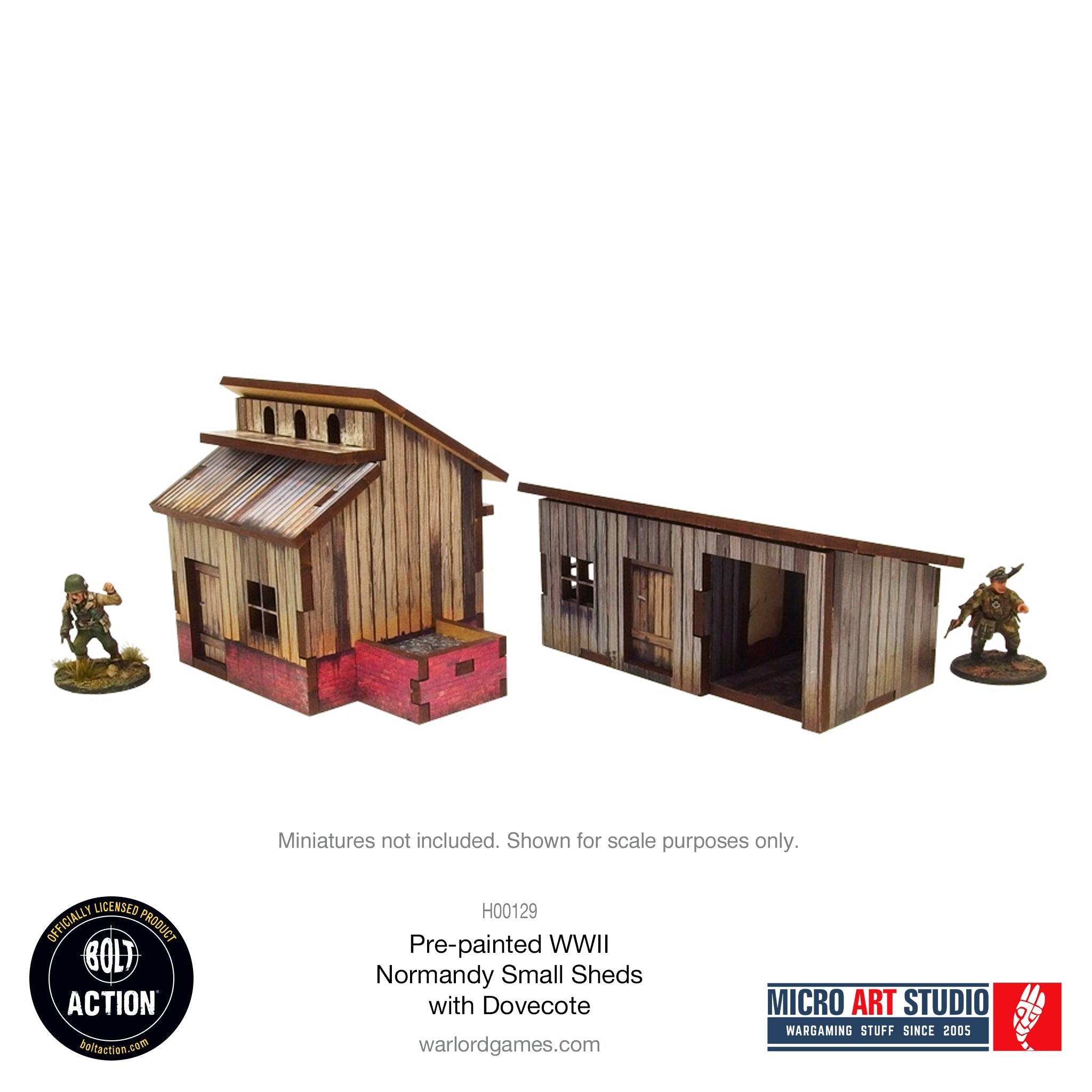 Pre-painted WW2 Normandy Small Sheds with Dovecote