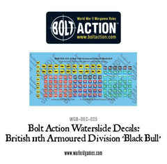 British 11th Armoured Division (Black Bull) decal sheet